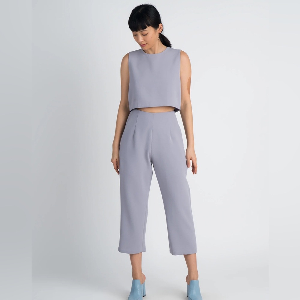 Kaarem Siamese Sleeveless Folded Back Top - Taro - Small